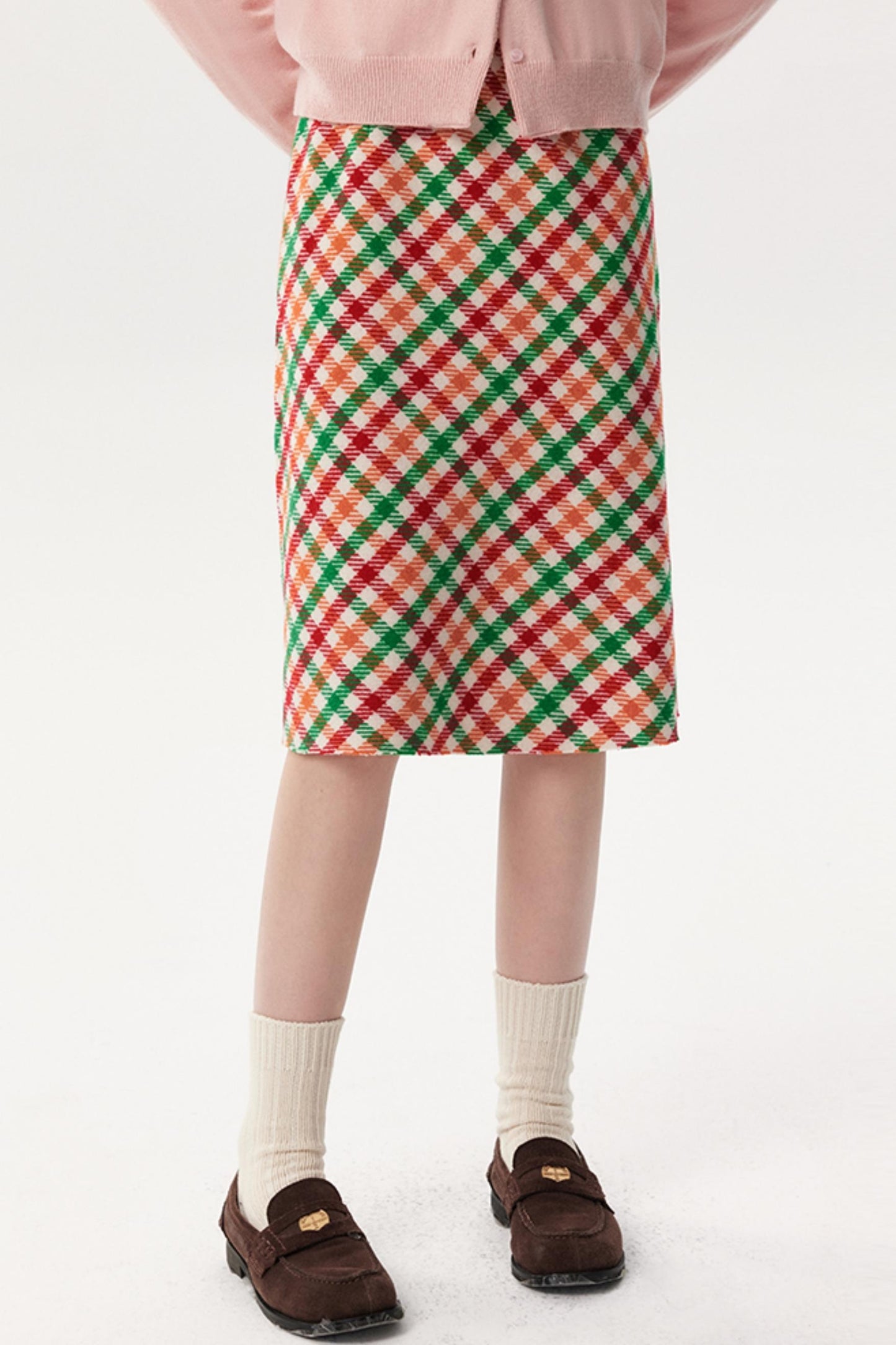 New Diagonal Plaid A-Line Skirt