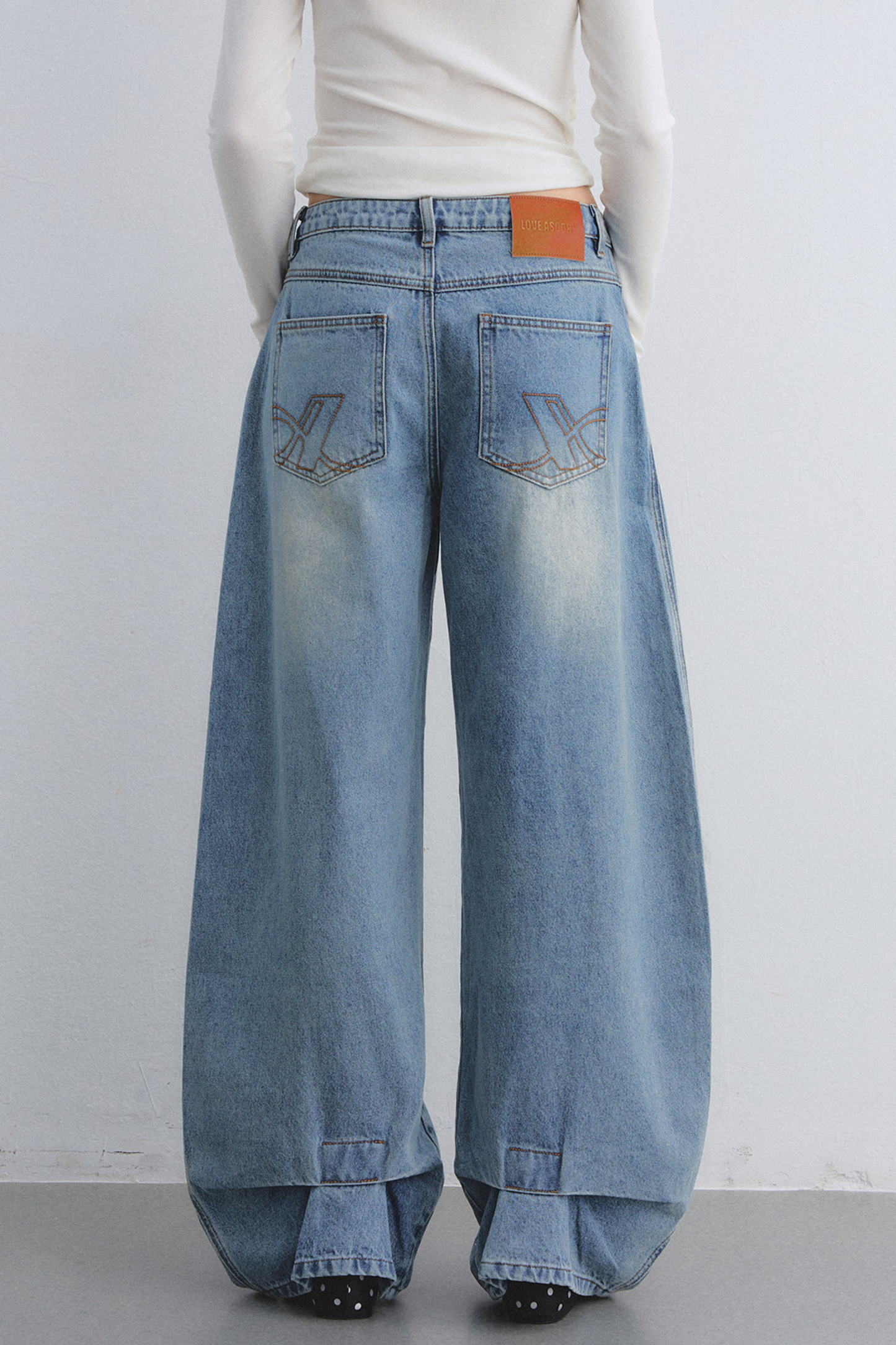 Rhinestone Washed Denim Pants