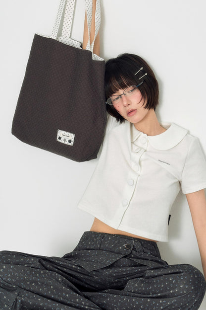 Vintage Polka Dot Canvas Shoulder Bag