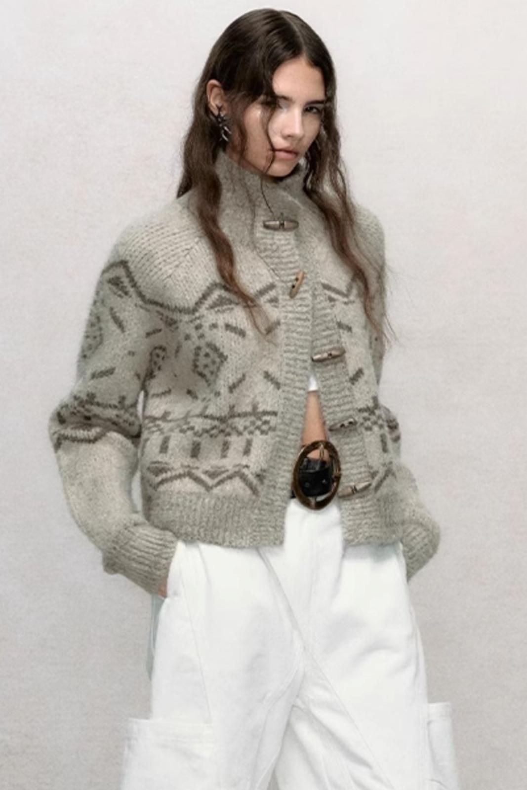 Lazy Fit Fair Isle Sweater Coat