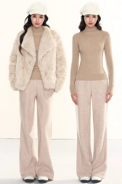 Fleece-Lined Flared Pants