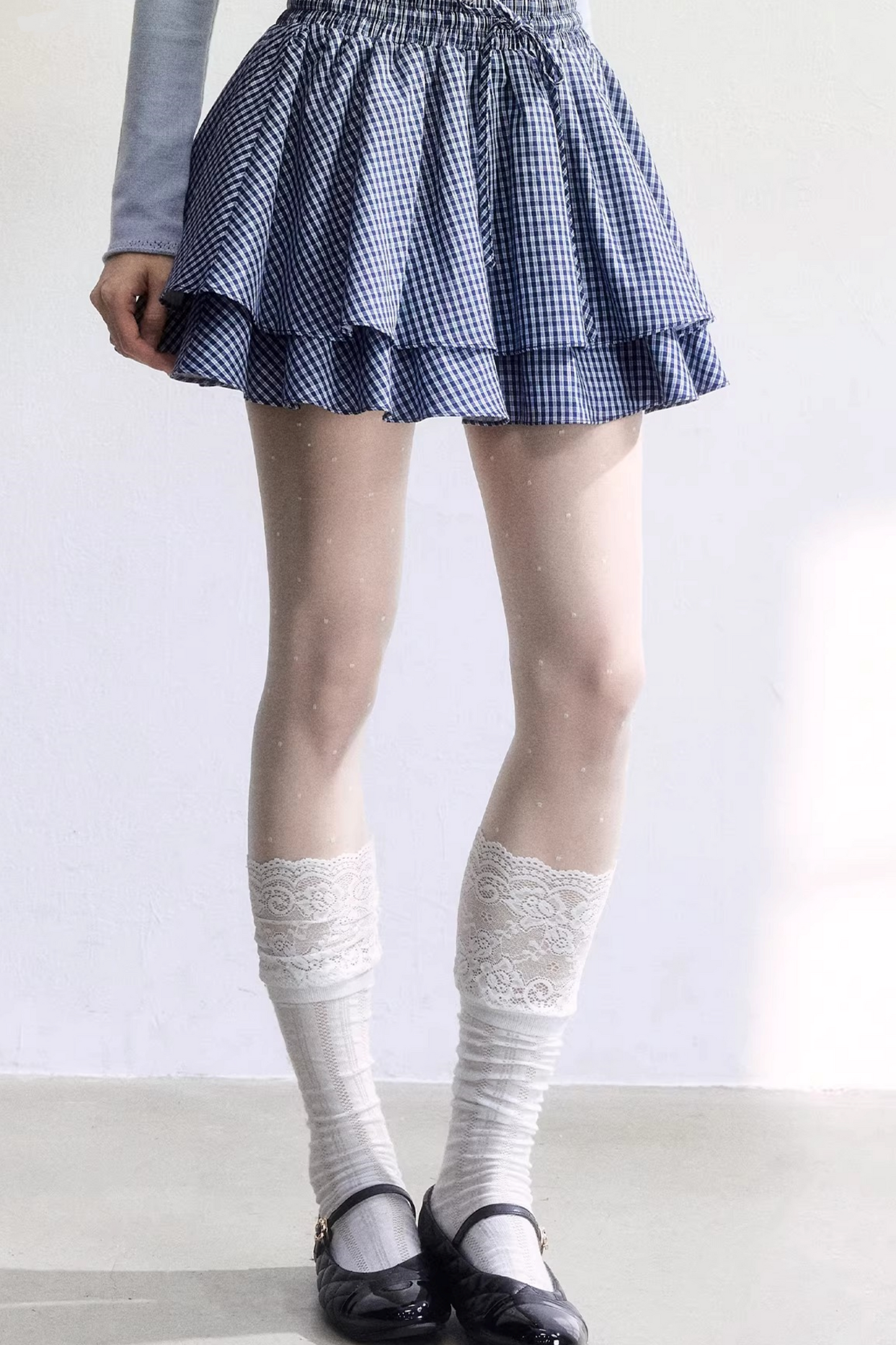 Blue Plaid Ruffled Skirt