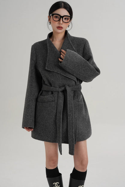 Elegant Wool Bathrobe Coat
