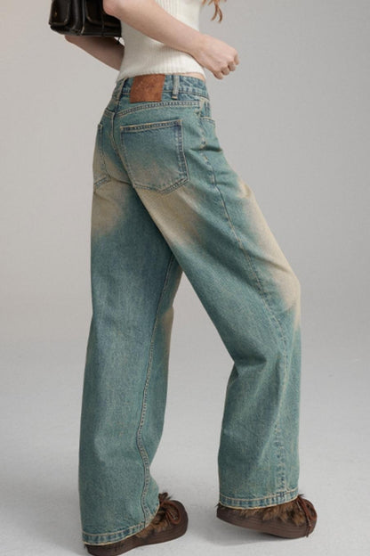 Retro Slim Straight Denim Pants