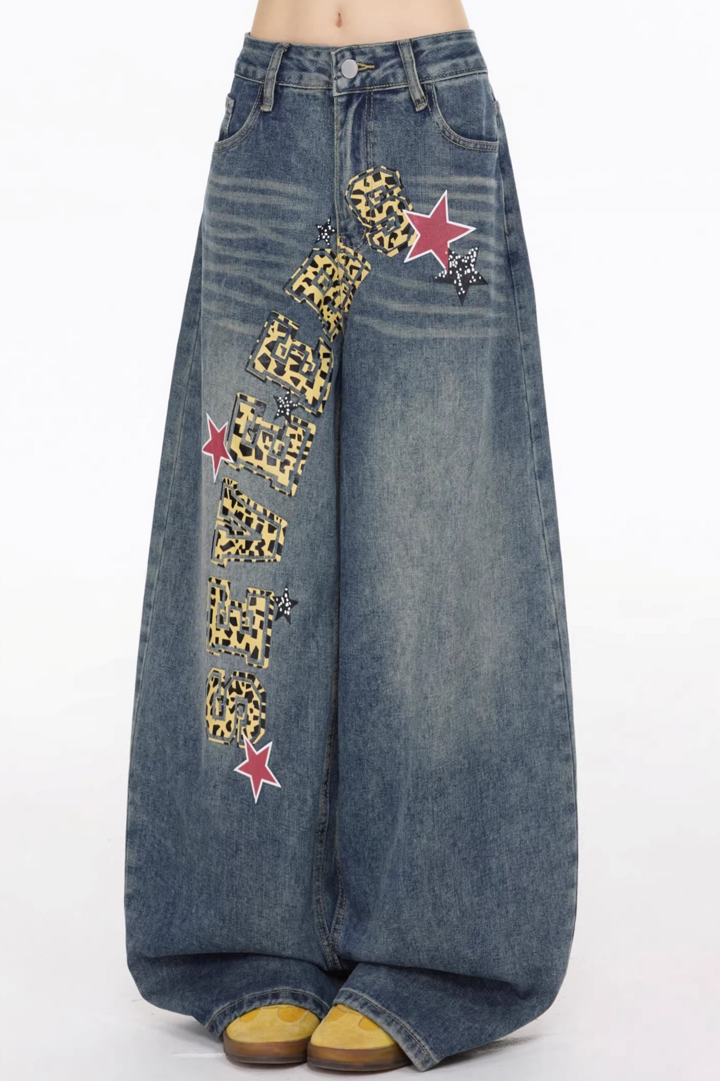 Retro Distressed Denim Pants
