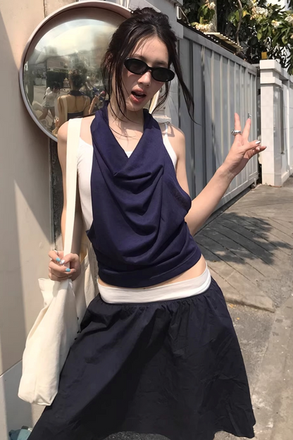 Orange Wave Halter Top