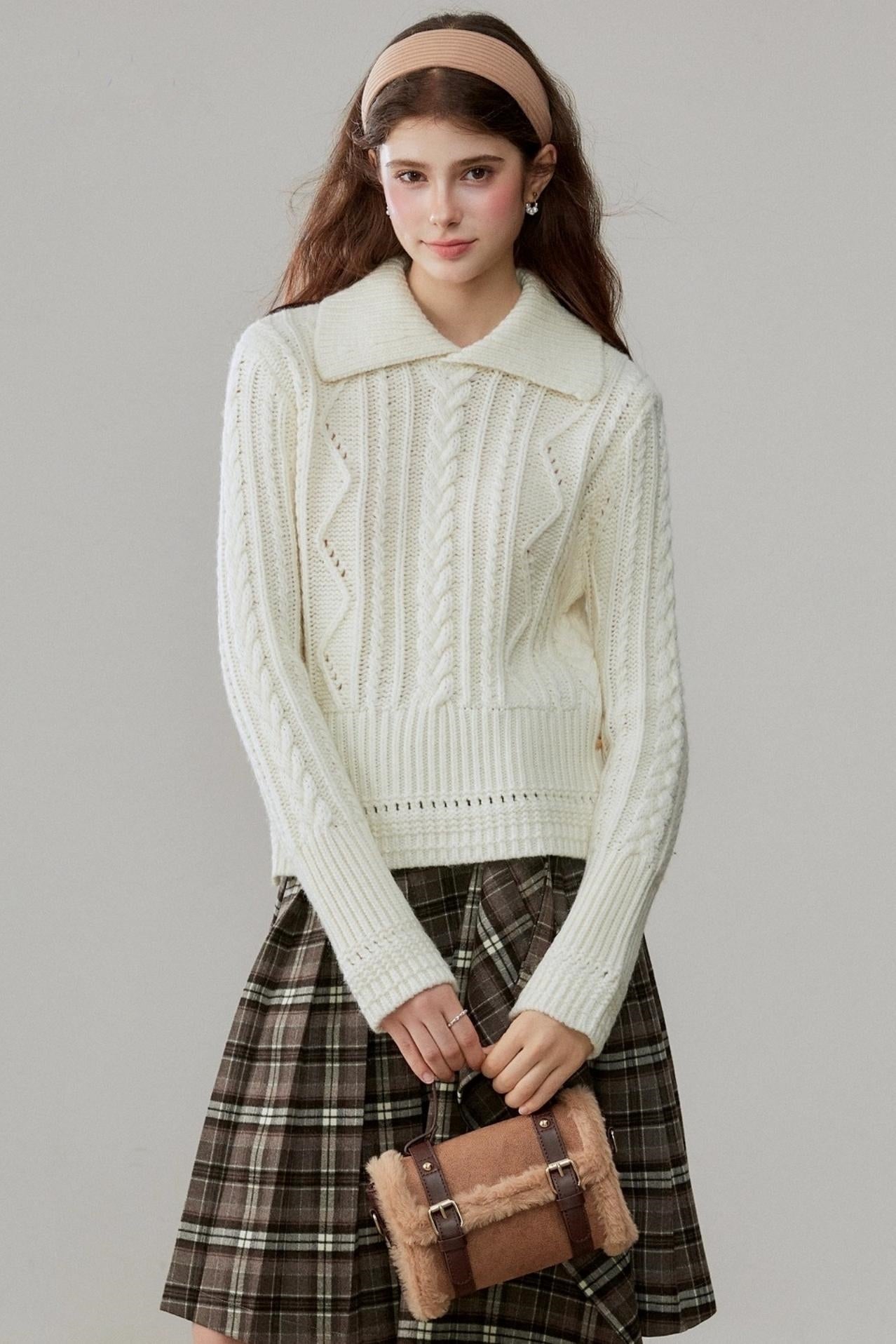 Lapel Wool Knit Top