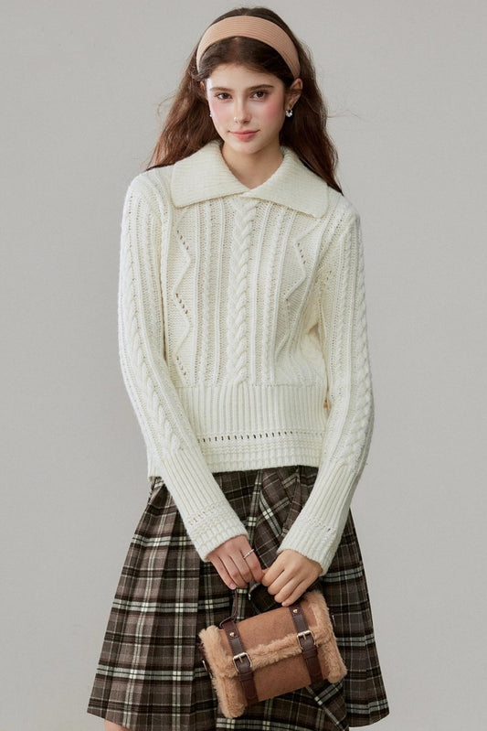 Lapel Wool Knit Top
