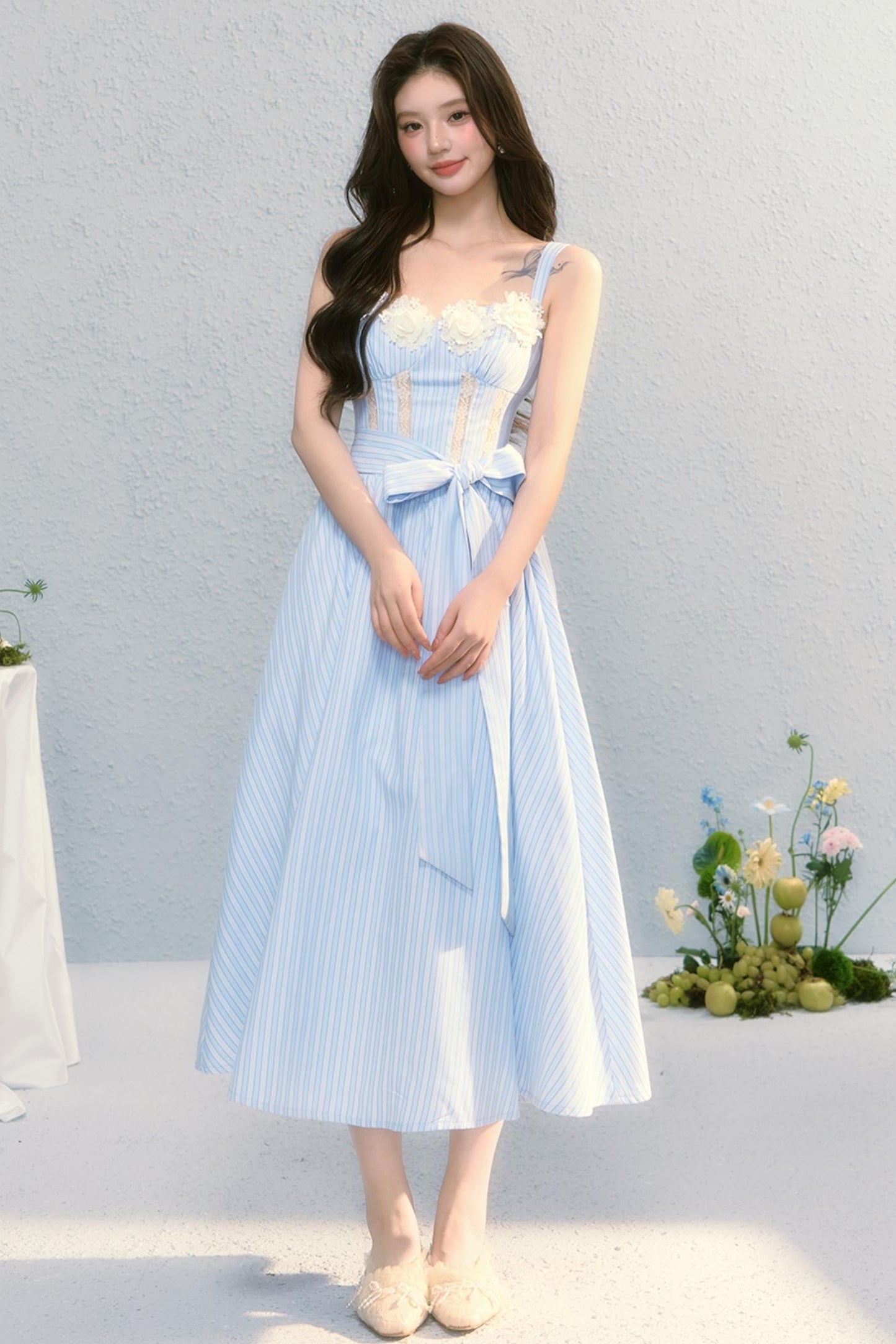 Slim Fluffy A-Line French Slip Dress