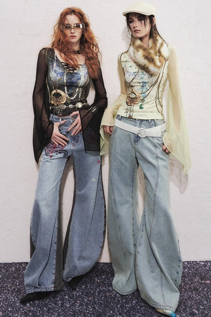 Split Sickle Pocket Heavy Jeans