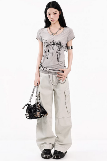 Dunkelgraues Buchstaben-Oberteil