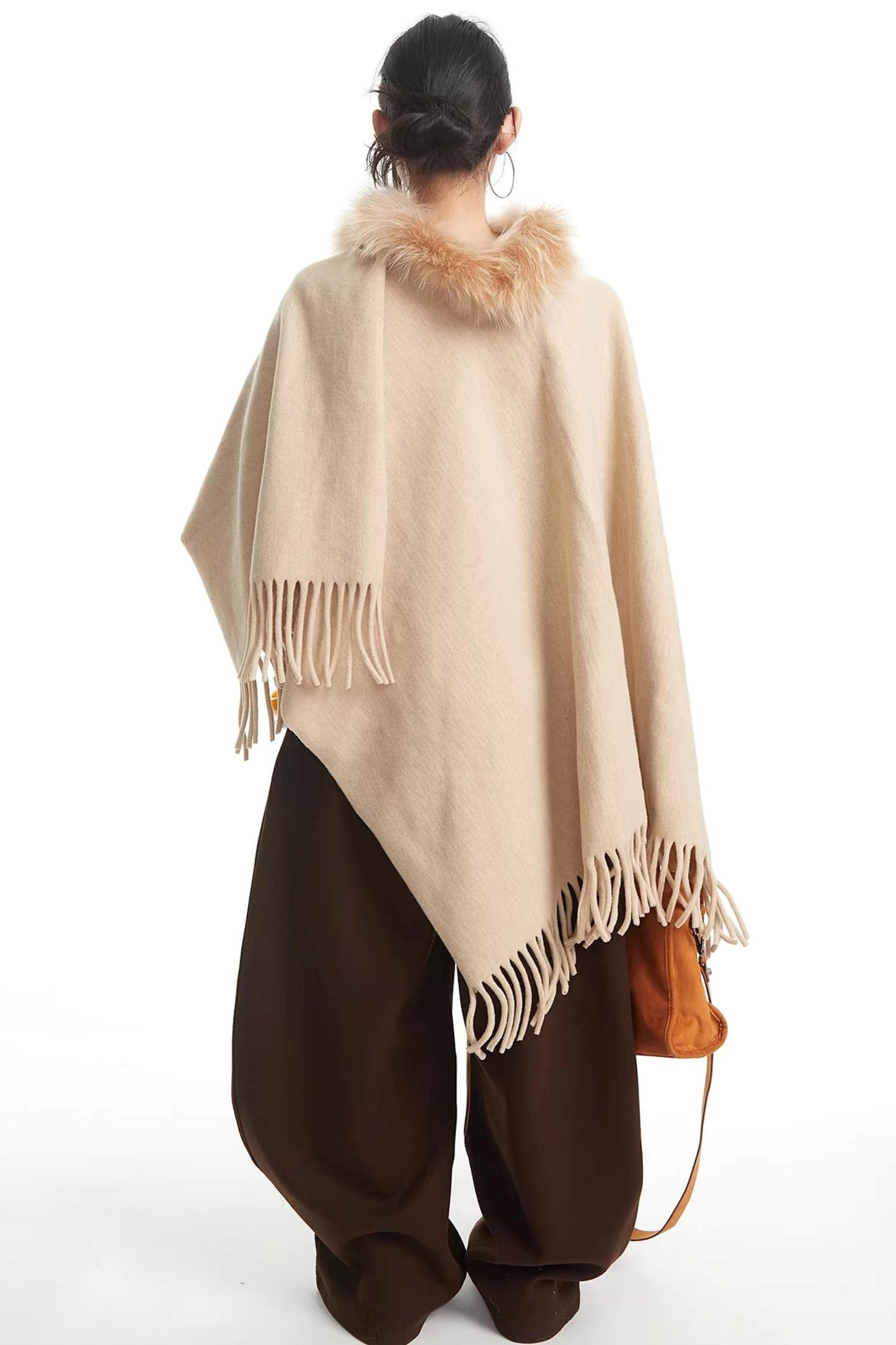 Khaki Fur Collar Knit Vest