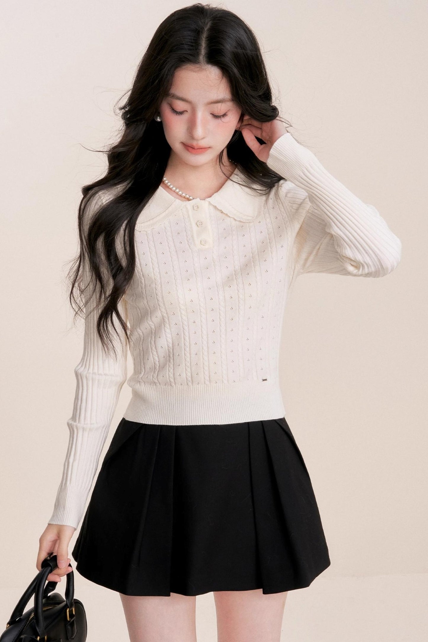 Romantic French Knit Long Sleeve Top