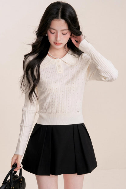 Romantic French Knit Long Sleeve Top