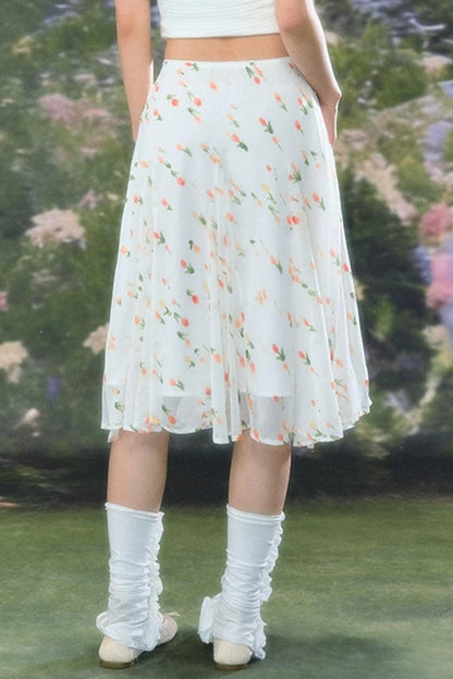 French Floral Chiffon Skirt