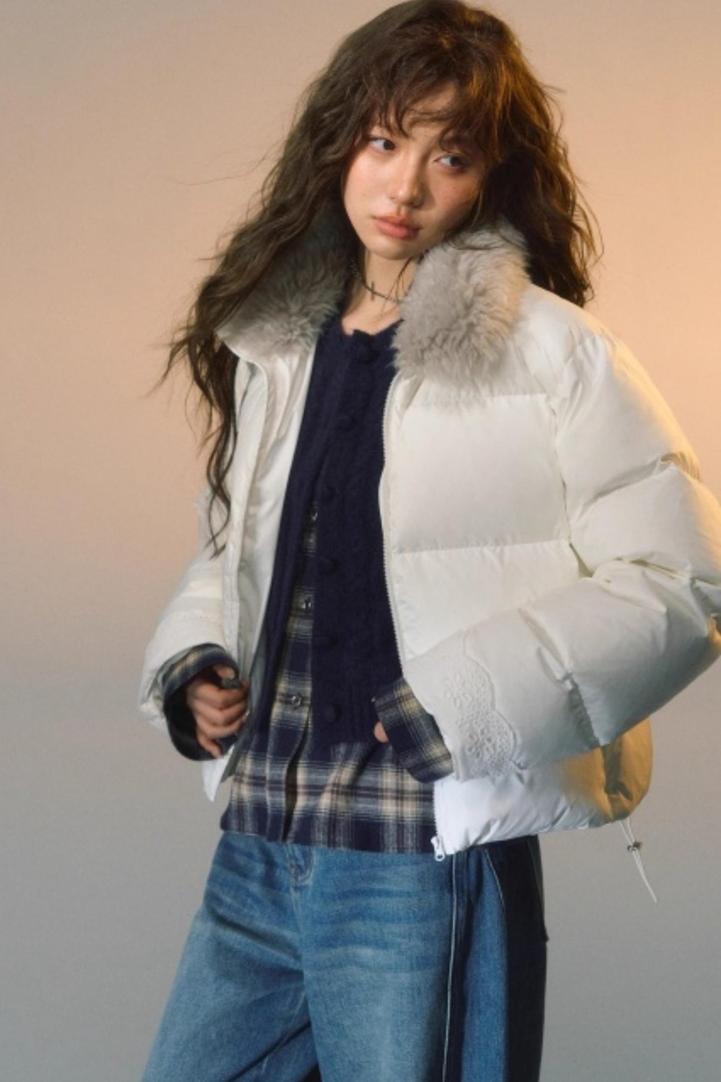 Fur Collar Patchwork Short down Jacket