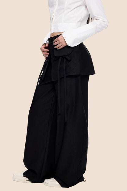 Patchwork Drapey Wide-Leg Pants