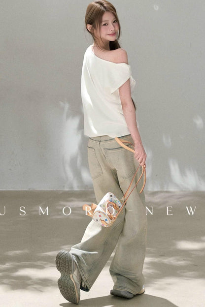 Vintage Washed Wide-Leg Jeans