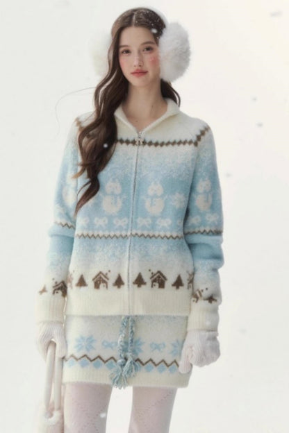 Fair Isle Mink Sweater Skirt Set-Up