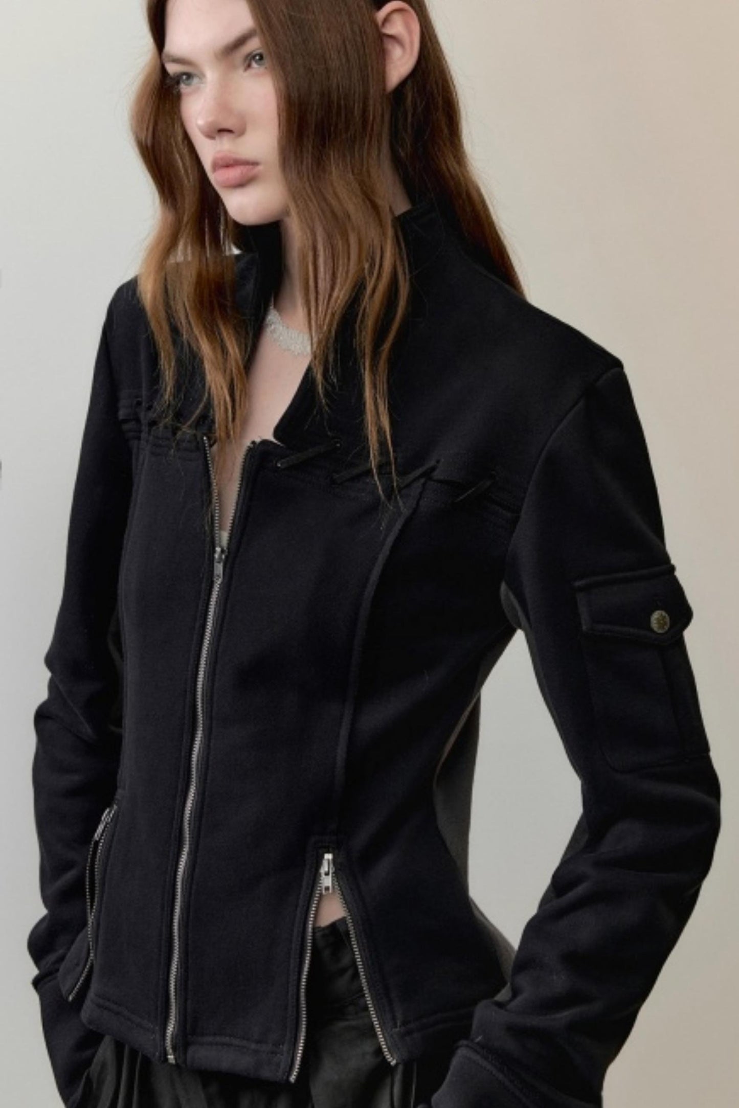 Two-Tone Velvet Suede Sweatshirt