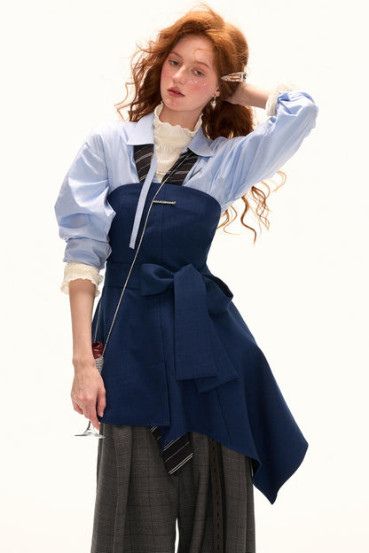 Blue Irregular Waist Dress