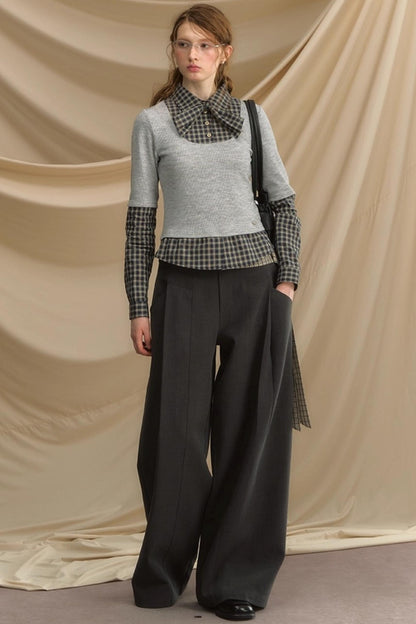 Bow Tie Plaid Slim Shirt