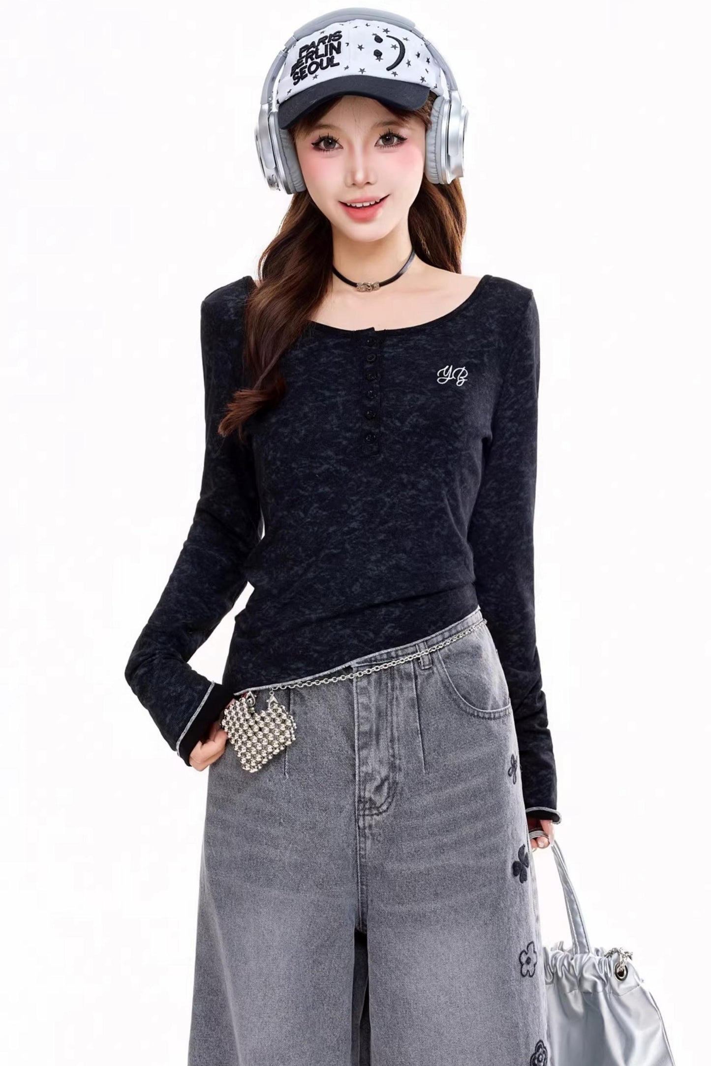 레트로 불규칙 허리 조임 탑