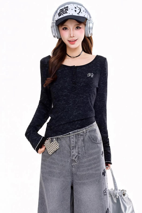 Retro Irregular Waist-Cinching Top