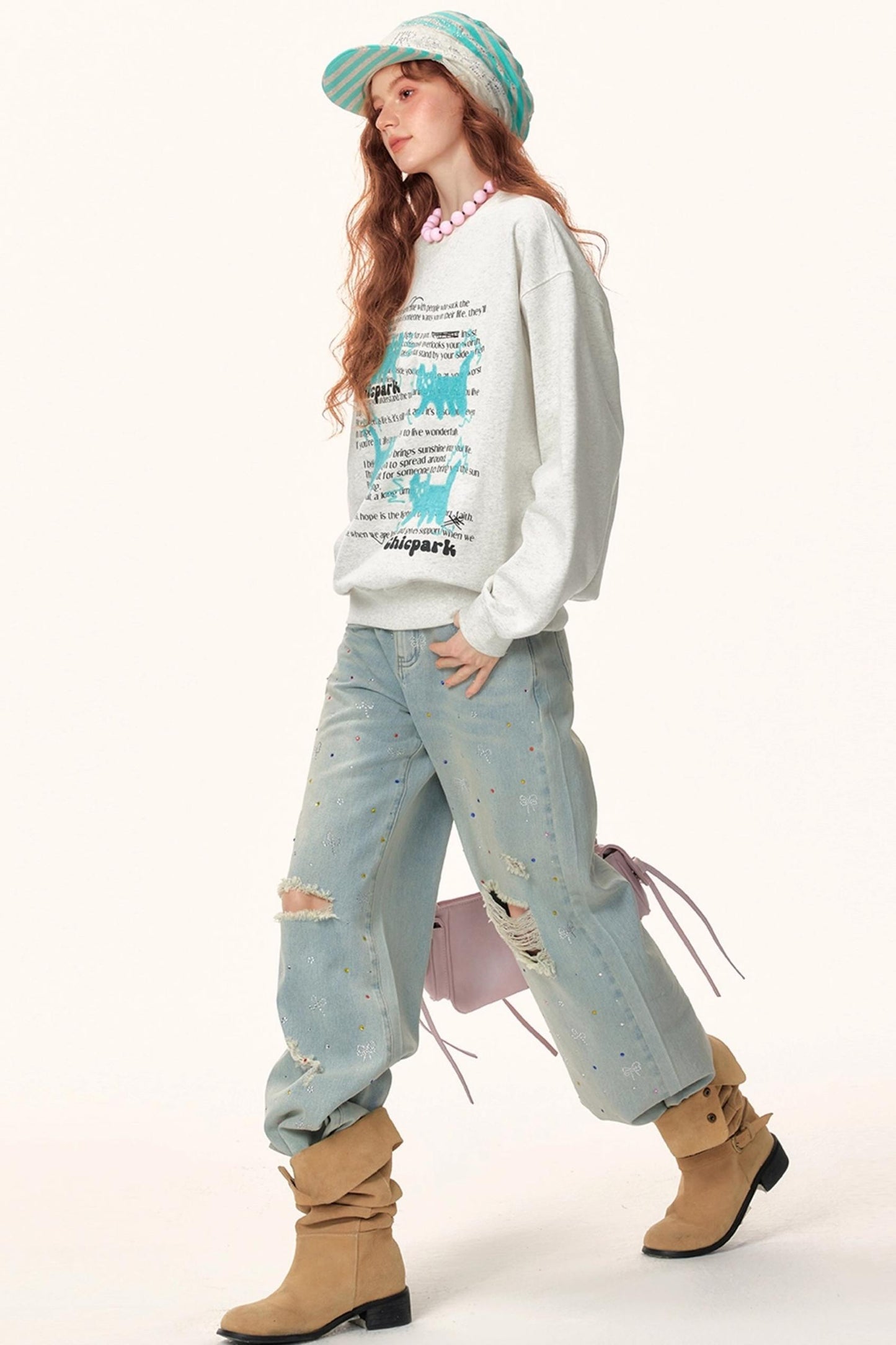 Letter Print Jacquard Sweater