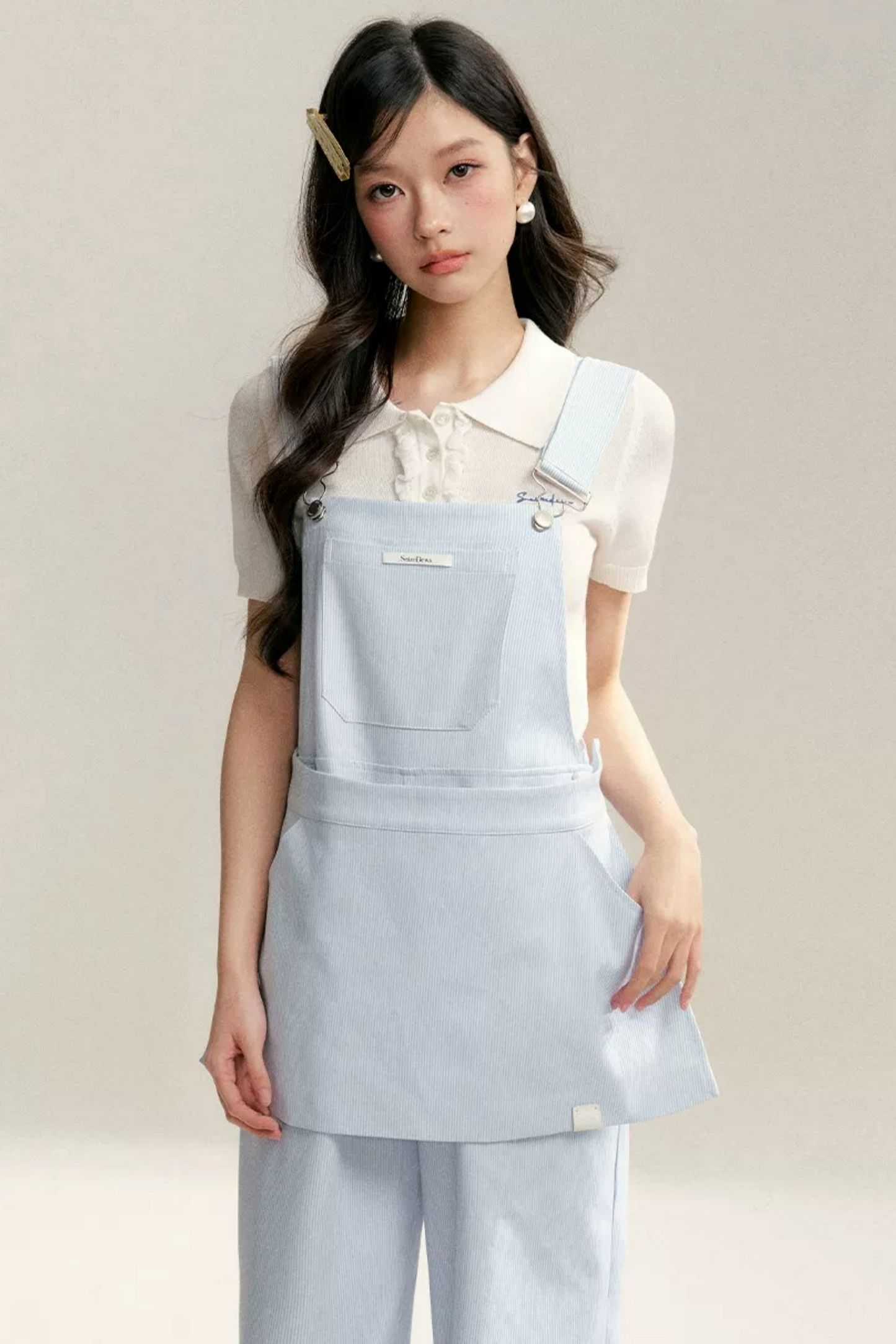 Striped Bib Jumpsuit Set