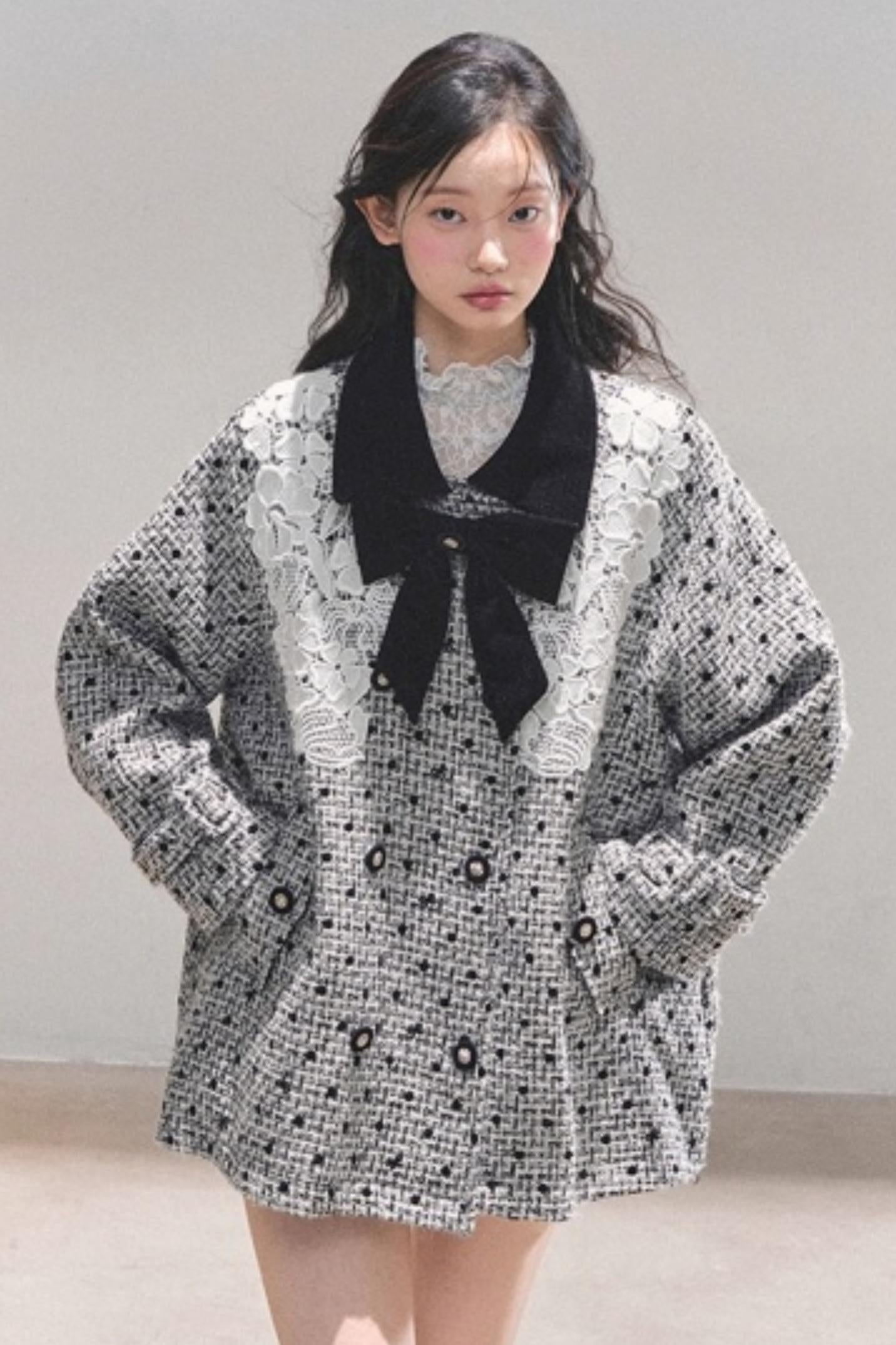 Lace Plaid Winter Coat