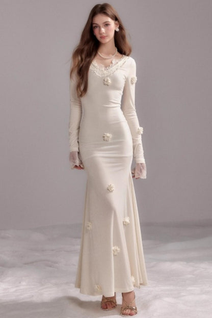 Three-Dimensional Mermaid Lace Patchwork Dress