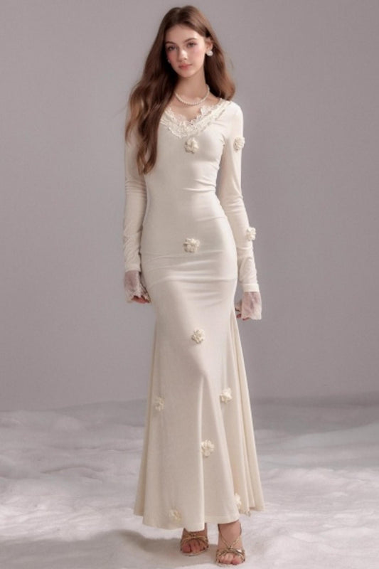 Three-Dimensional Mermaid Lace Patchwork Dress