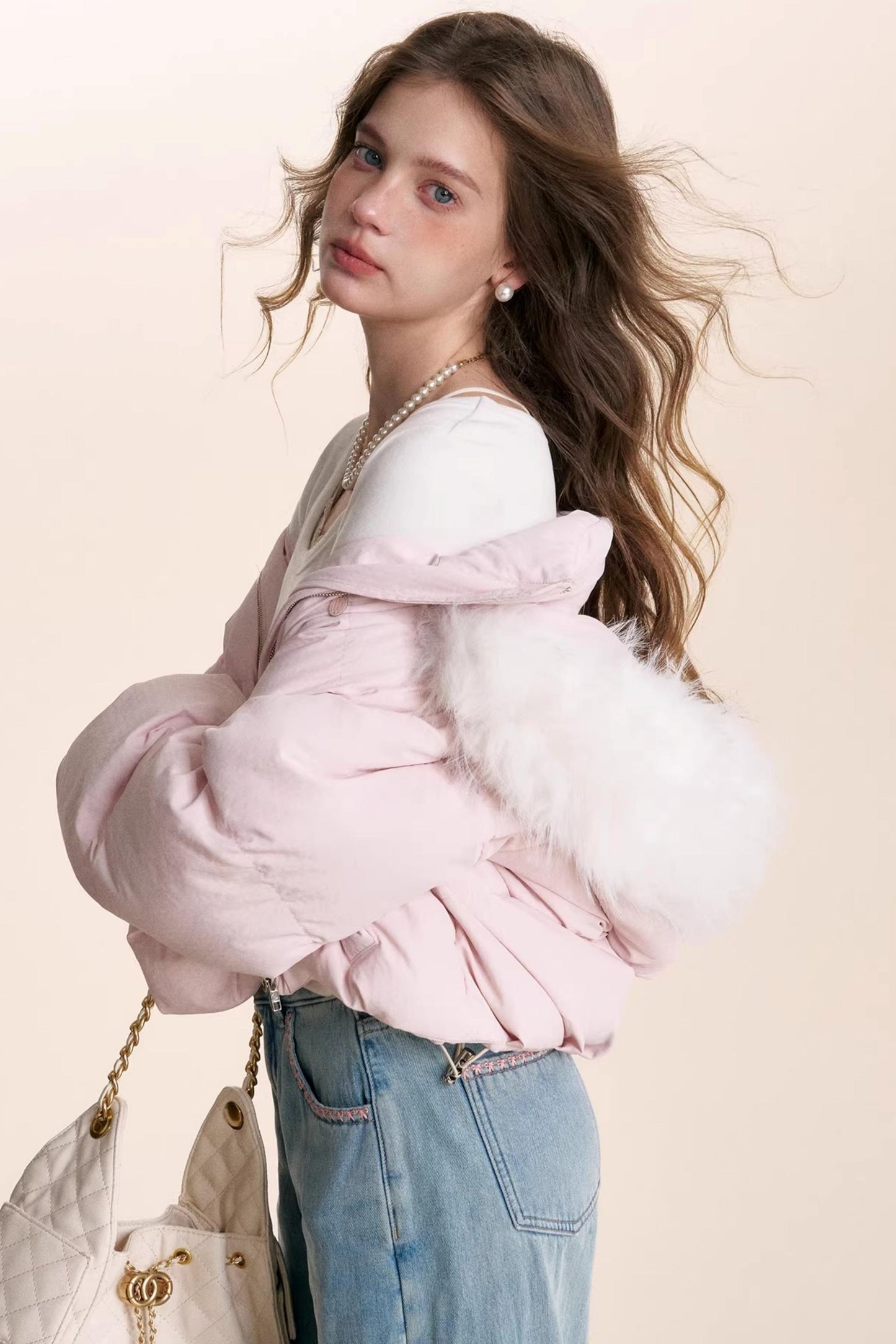 Detachable Fur Collar Hooded Jacket