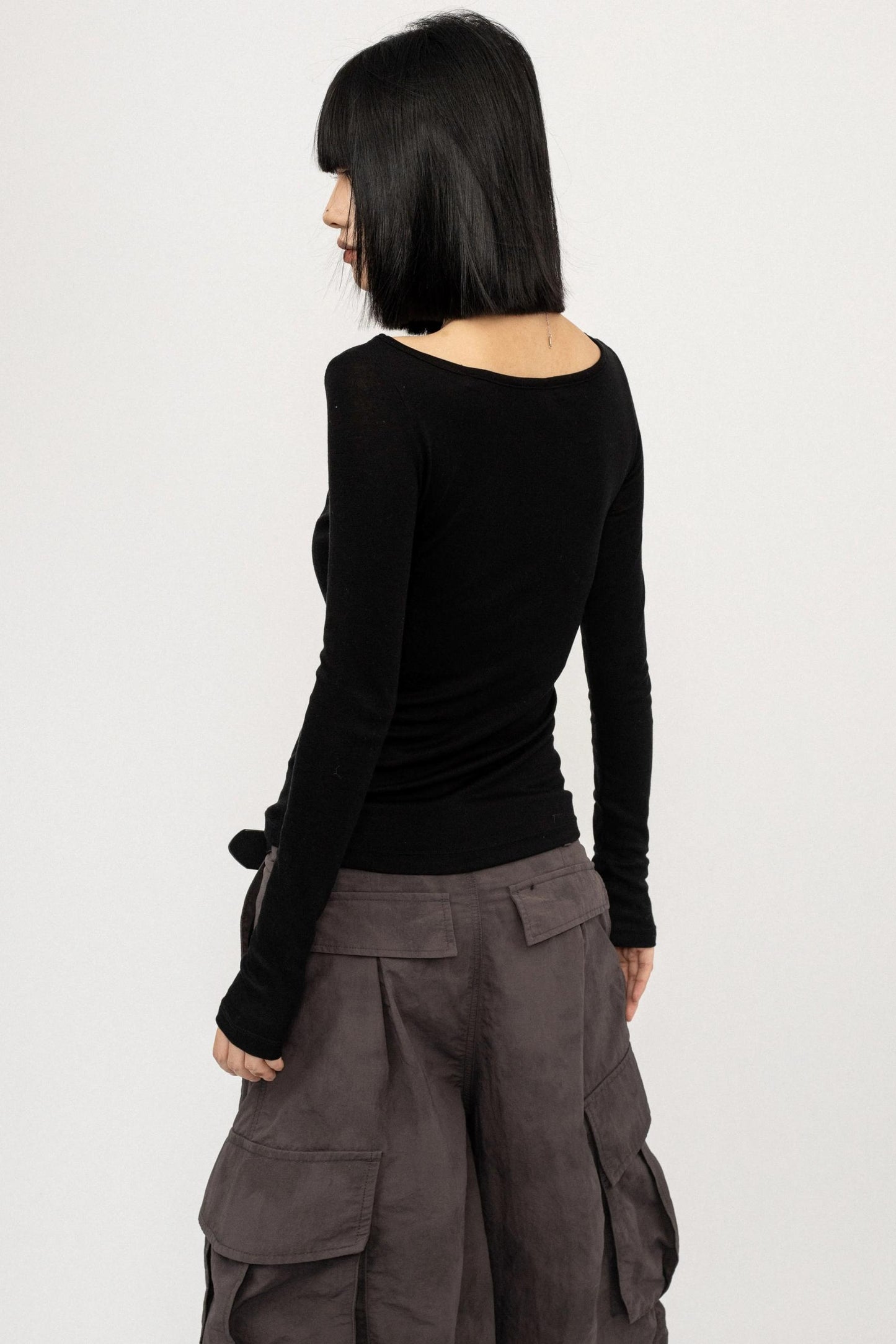 Black Straight Shoulder Top