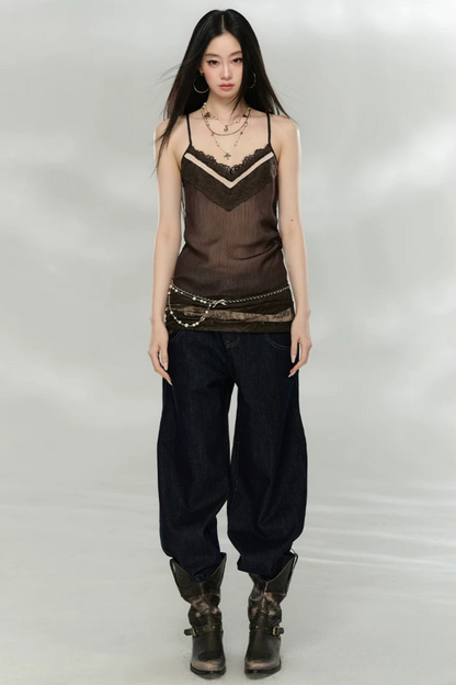 Three-Dimensional Embroidery Denim Pants