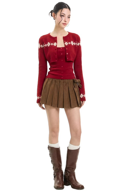 American Retro Quilted Cardigan Set