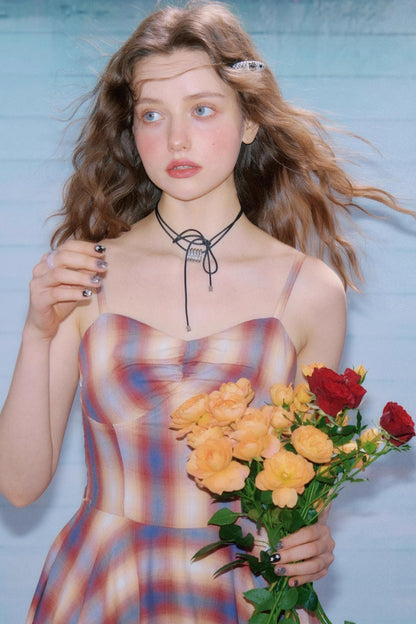 Retro Check Strap Dress