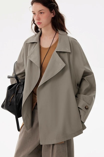 Lace-Up Short Trench Coat