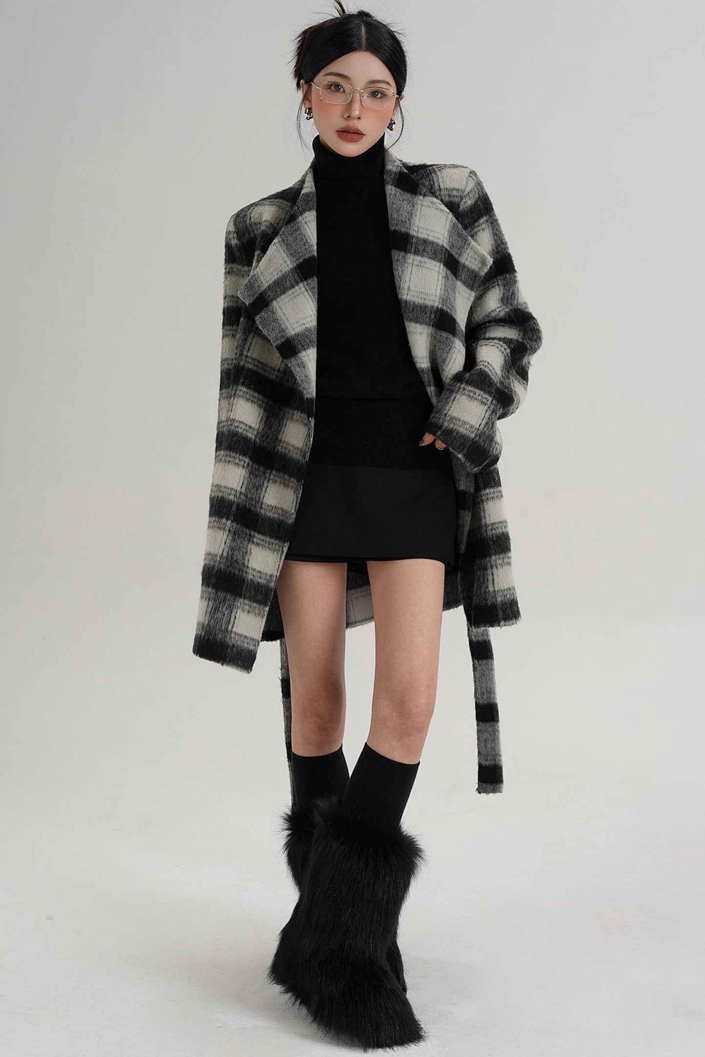 Elegant Plaid Wool Coat