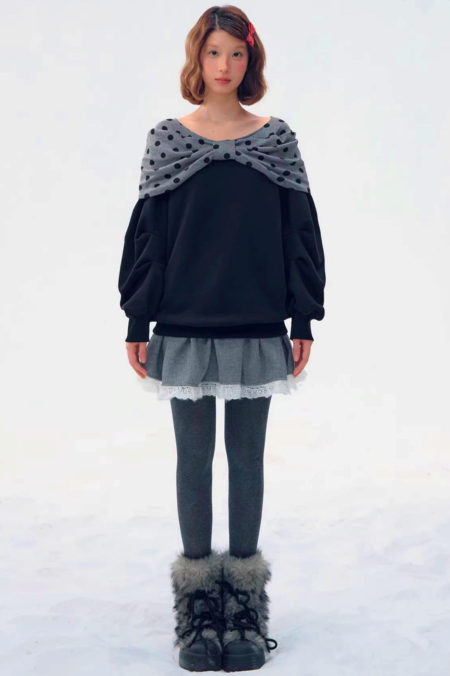 Retro Polka Dot Knit Top