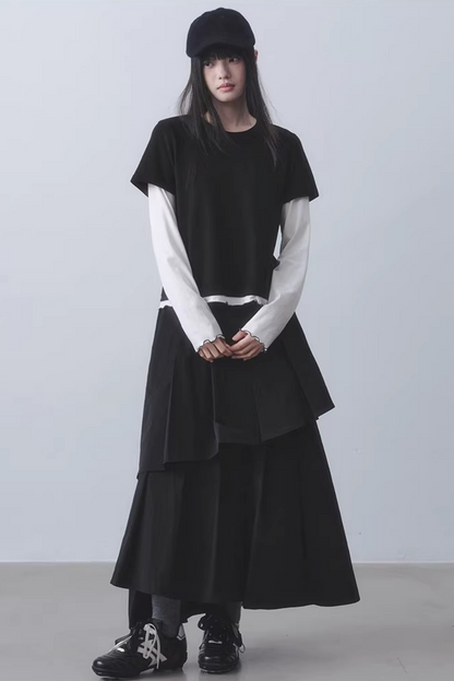 Double-Layered Pleated Skirt