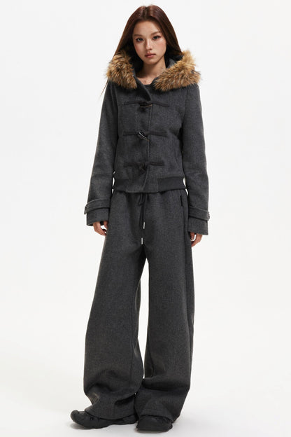 Retro Woolen Jacket & Pants Set-Up