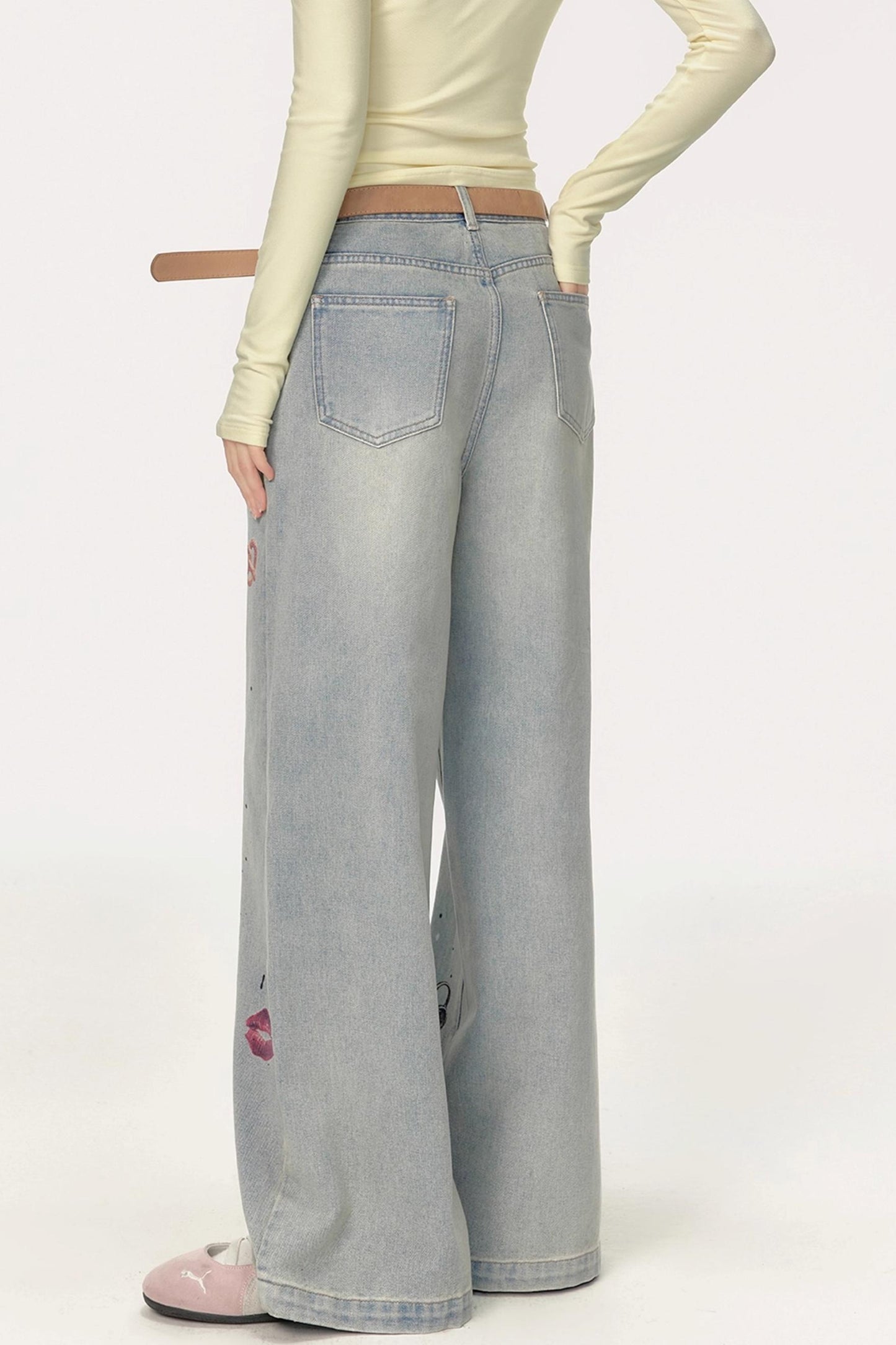 Luxury Straight Denim Wide-Leg Pants