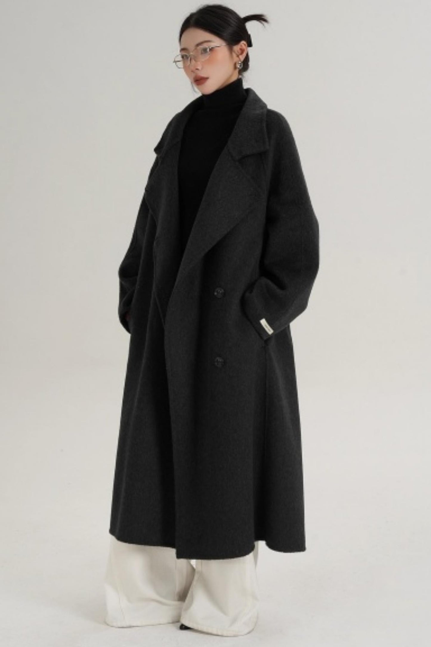 Elegant Charcoal Wool Coat