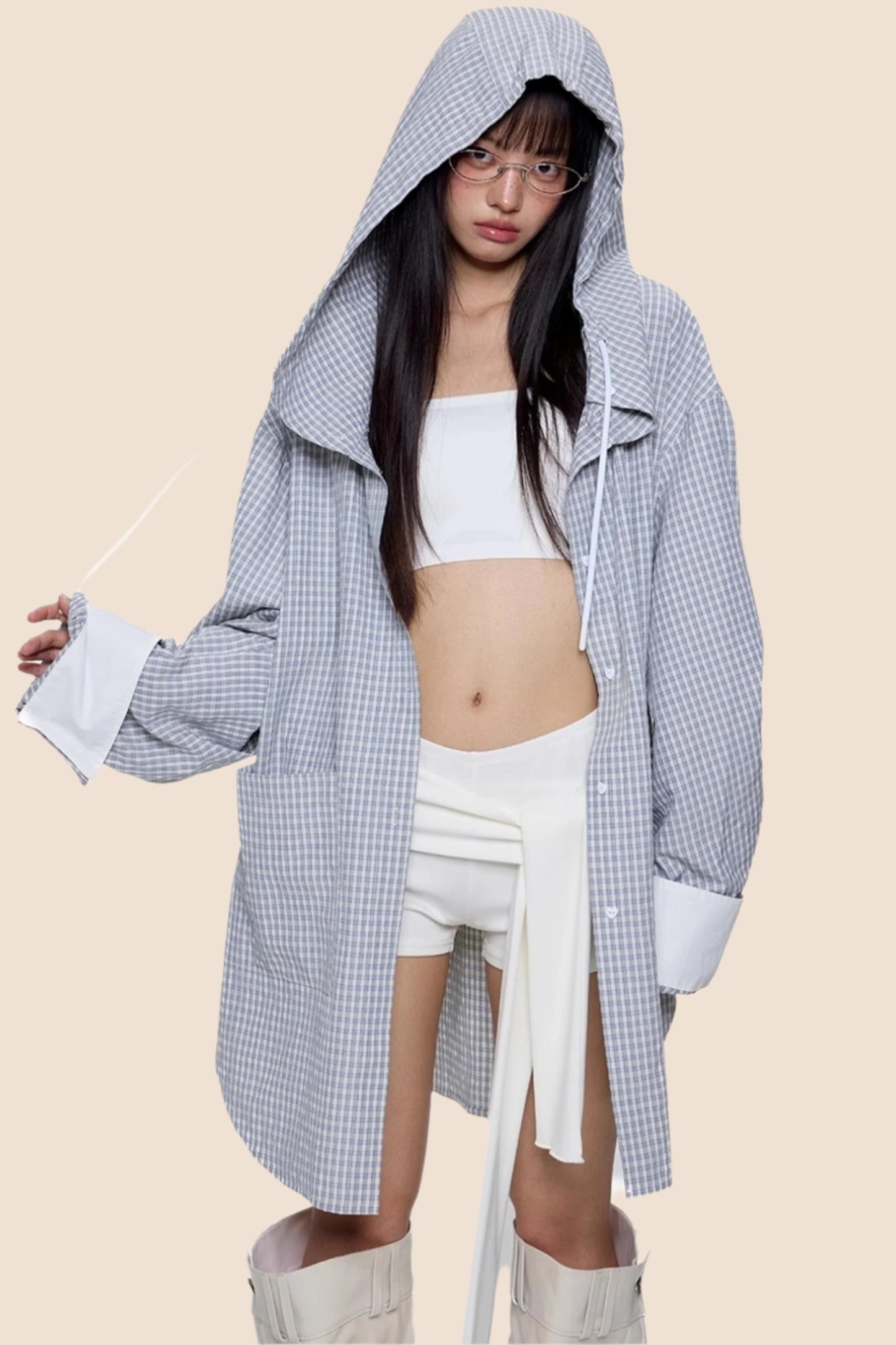 Plaid Hooded Casual Jacket