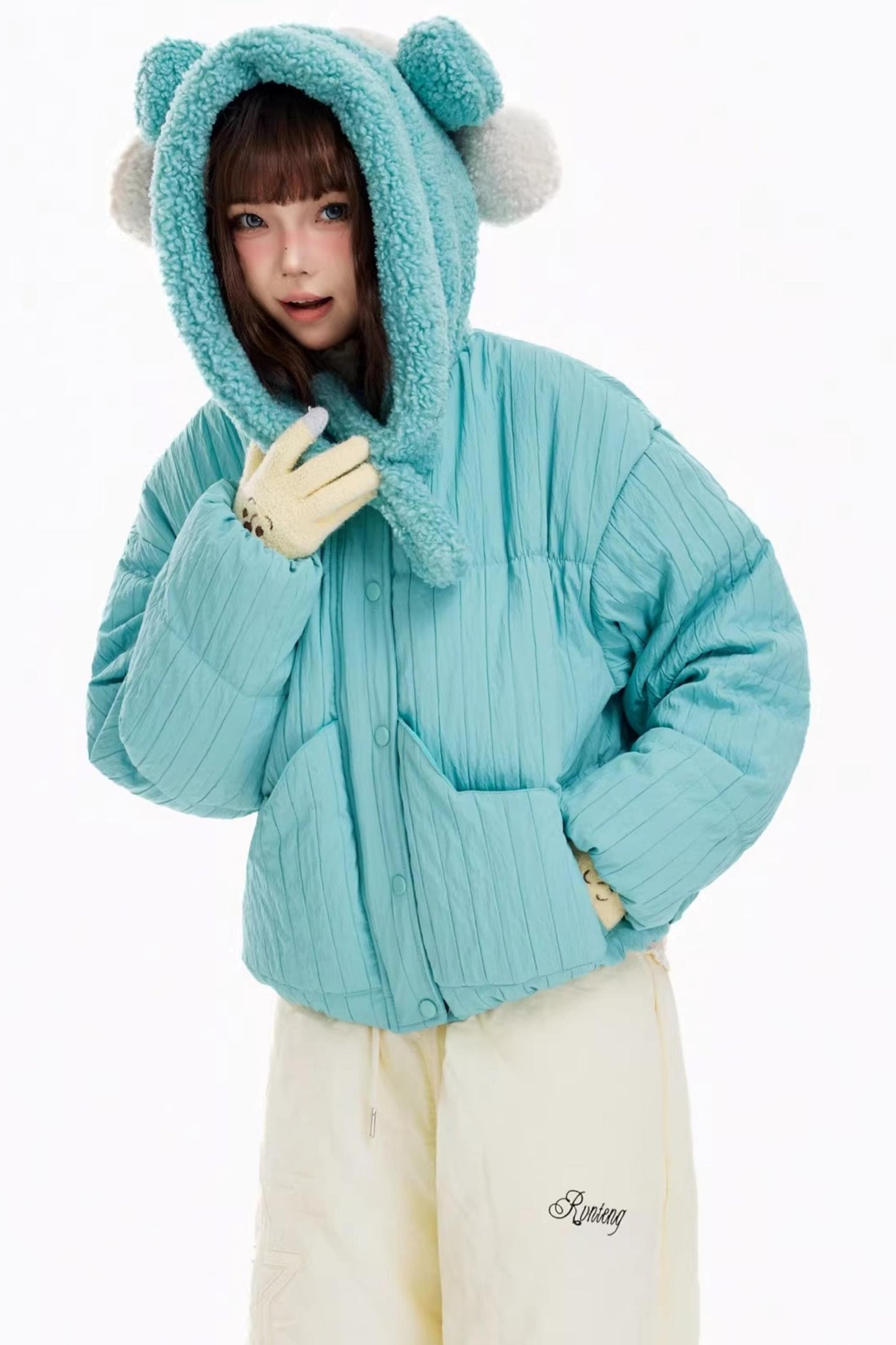 White Duck Down Hooded Puffer Jacket
