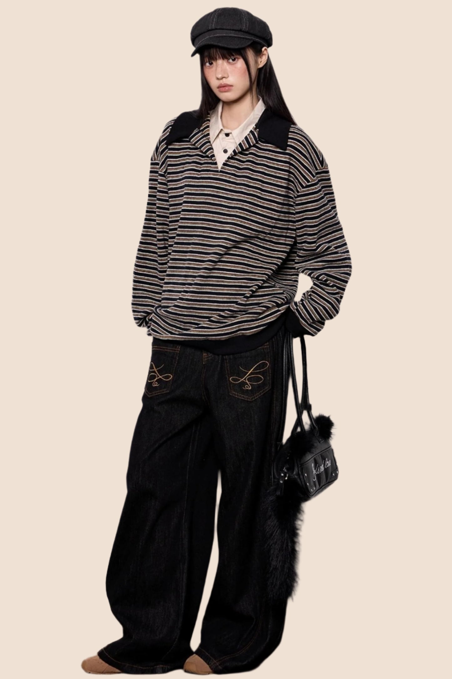 Casual Cow Color Embroidered Jeans