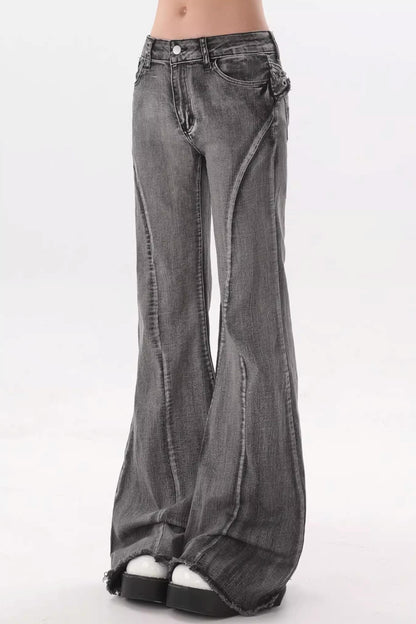 Black and Gray Flared Pants