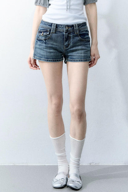 Retro-Jeansshorts mit geradem Bein